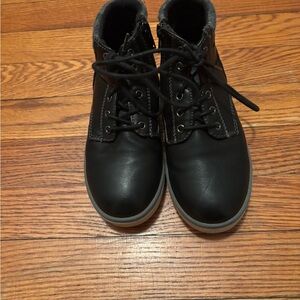 Kids Black Boots with Gray Accents